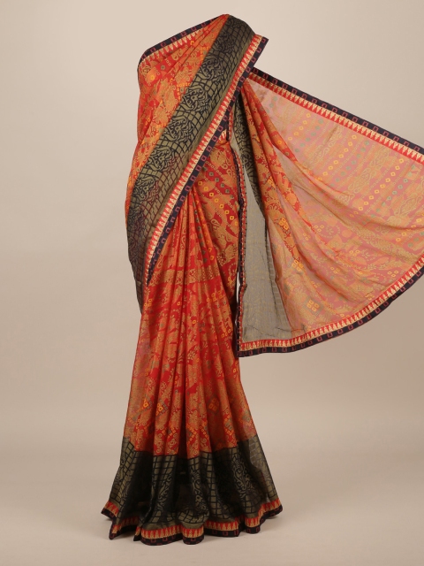 

Pothys Red & Orange Poly Chiffon Printed Saree