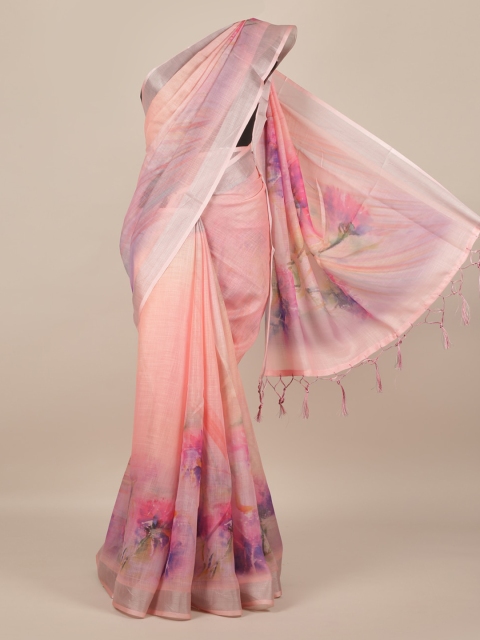

Pothys Pink Solid Linen Blend Saree