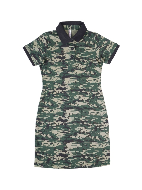

Hunny Bunny Girls Green & Khaki Camouflage Printed Cotton T-Shirt Dress
