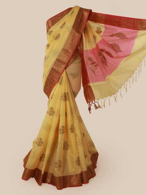 

Pothys Yellow Woven Design Cotton Blend Saree