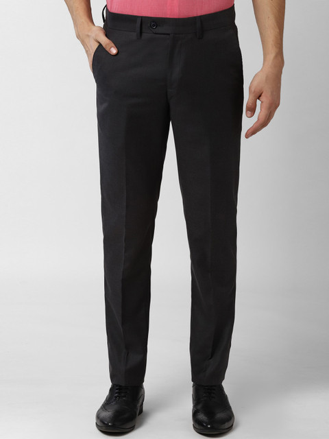 

Peter England Elite Men Grey Slim Fit Solid Formal Trousers