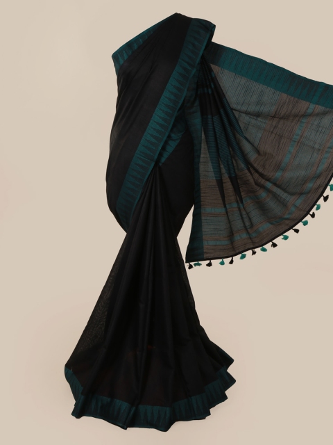 

Pothys Black Checked Linen Blend Saree