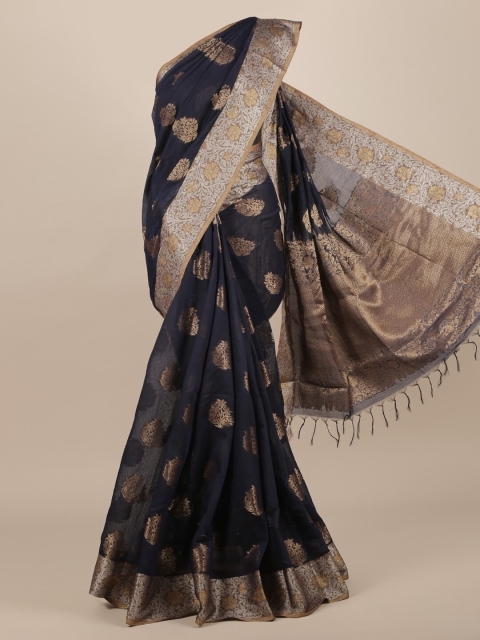 

Pothys Navy Blue Woven Design Jute Silk Saree