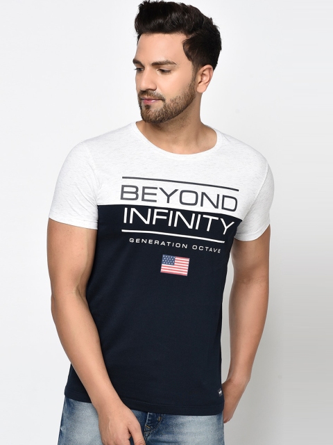 

Octave Men Navy Blue Colourblocked Round Neck T-shirt