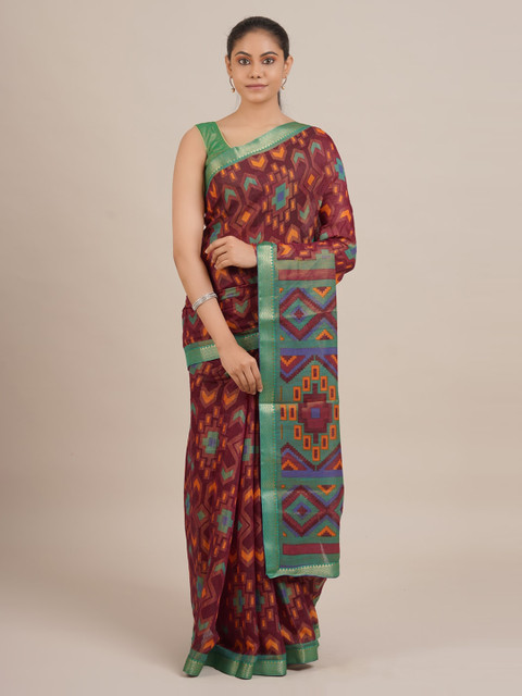 

Pothys Purple Printed Jute Silk Saree