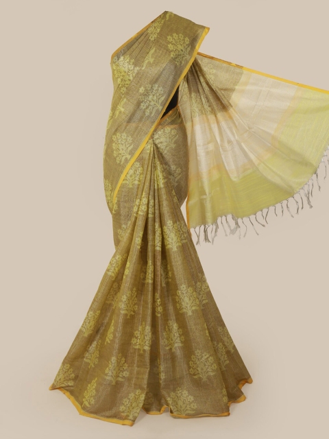 

Pothys Yellow Printed Tissue Saree