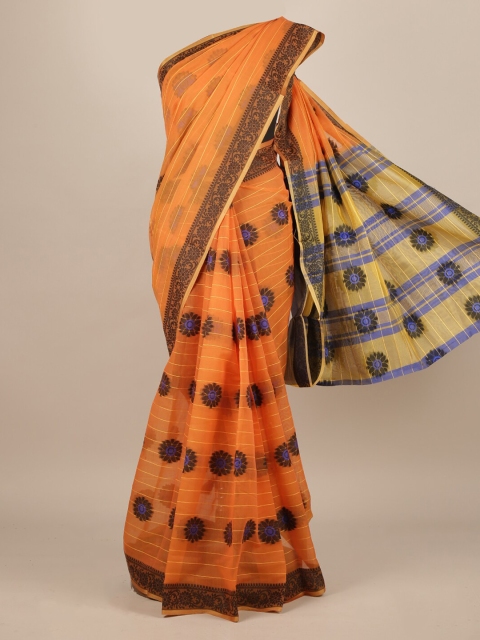

Pothys Orange Woven Design Jute Silk Saree
