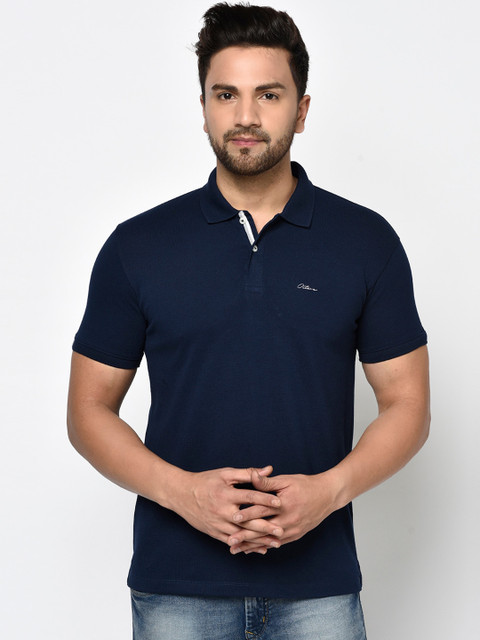 

Octave Men Blue Solid Polo Collar T-shirt