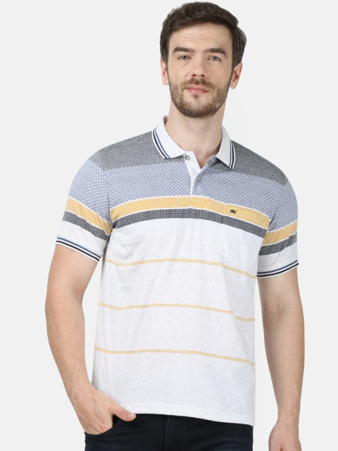 

Monte Carlo Men Grey Striped Polo Collar T-shirt