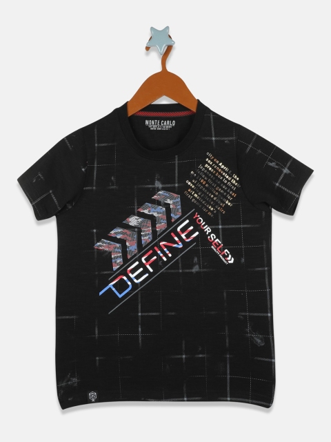 

Monte Carlo Boys Black & White Printed Round Neck T-shirt