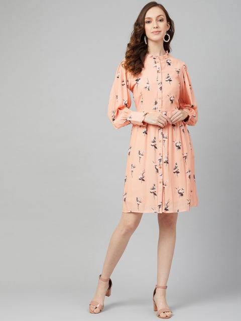 

Marie Claire Women Pink & White Floral Printed Shirt Dress