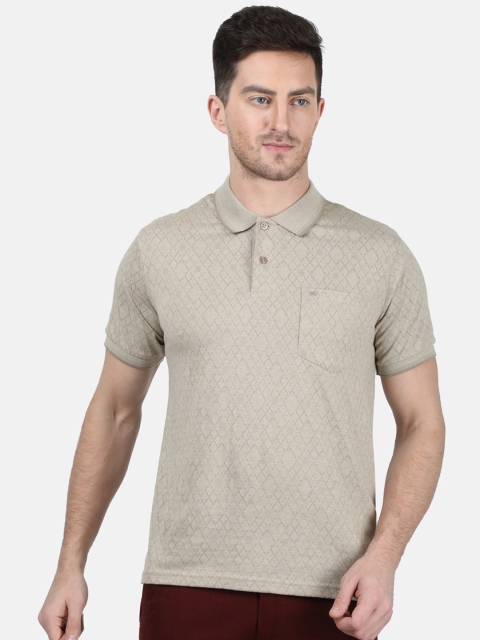 

Monte Carlo Men Beige Printed Polo Collar T-shirt