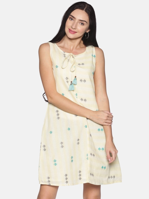 

Saffron Threads Women Off-White Printed A-Line Dress