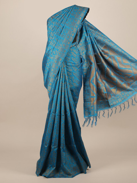 

Pothys Blue Woven Design Jute Silk Saree