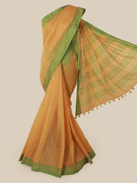 

Pothys Yellow Striped Linen Blend Saree