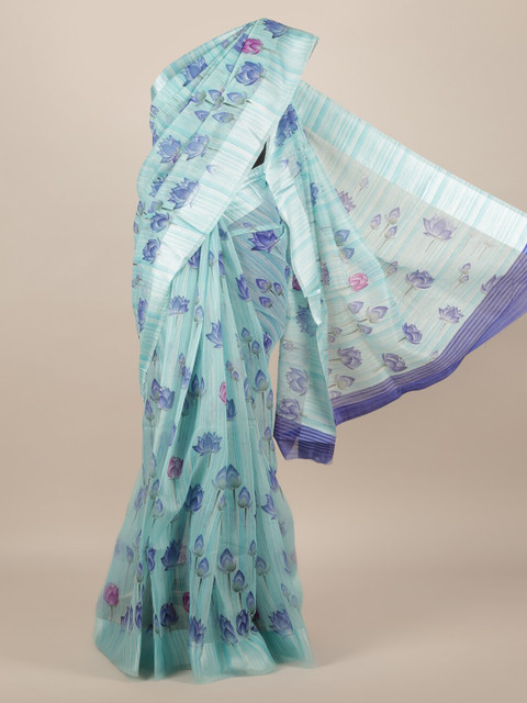 

Pothys Blue Printed Jute Silk Saree