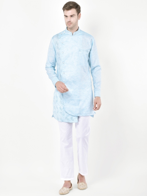 

SG LEMAN Men Turquoise Blue Printed Kurta with Trousers