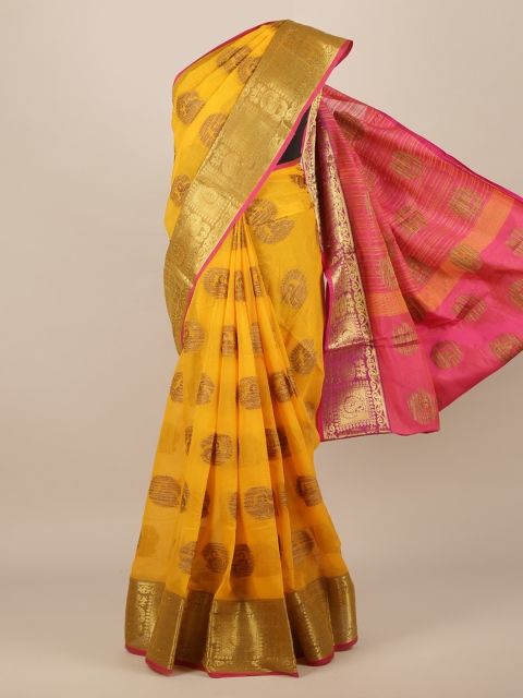 

Pothys Yellow Woven Design Jute Silk Saree