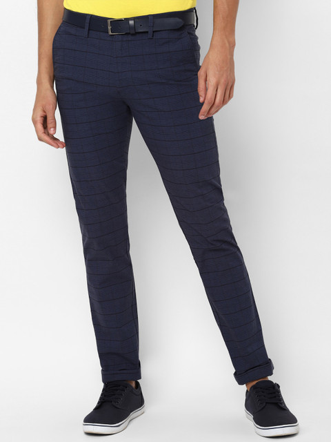 

Allen Solly Men Navy Blue Slim Fit Checked Regular Trousers