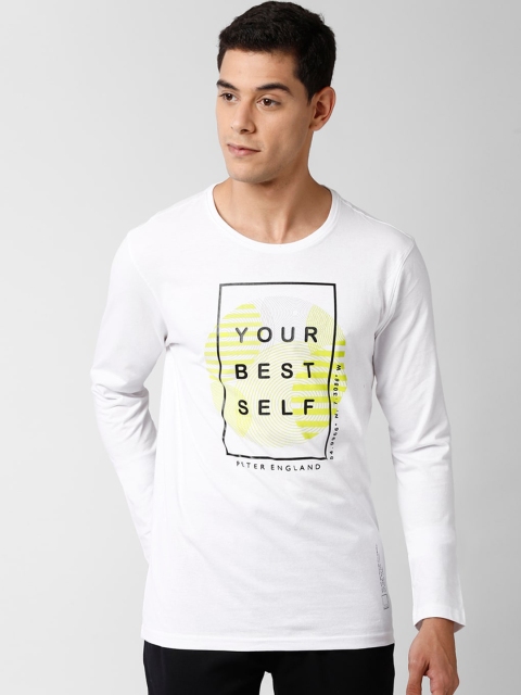 

Peter England Men White & Black Pure Cotton Printed Lounge T-shirt