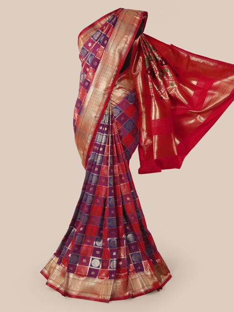 

Pothys Red & Violet Art Silk Woven Design Banarasi Saree