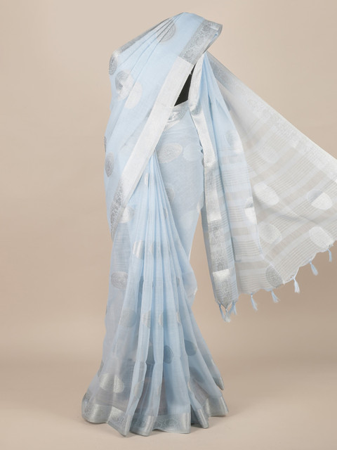 

Pothys Blue Woven Design Jute Silk Saree