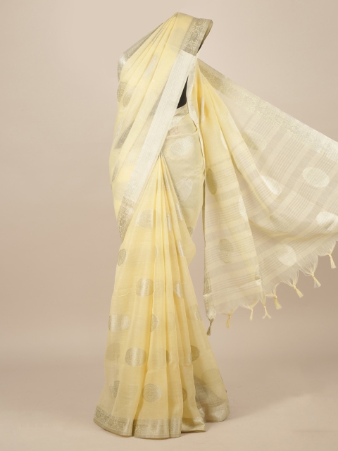 

Pothys Yellow Woven Design Jute Silk Saree