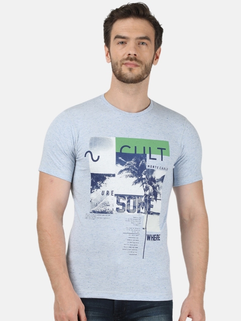 

Monte Carlo Men Blue Printed Round Neck T-shirt