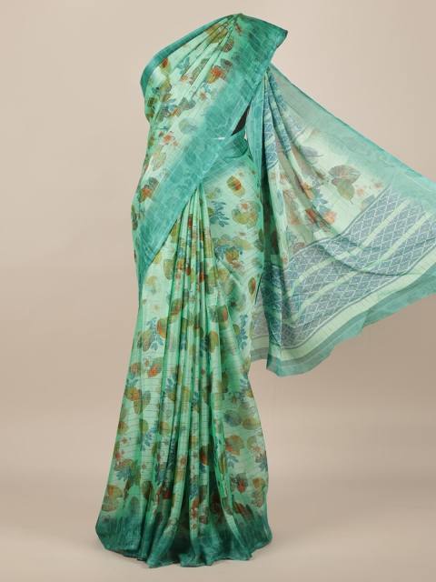 

Pothys Green & Blue Poly Chiffon Checked Saree