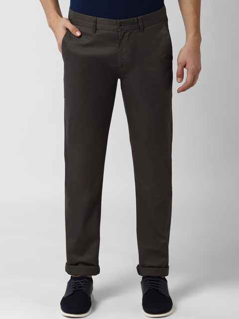 

Peter England Casuals Men Coffee Brown Slim Fit Solid Trousers