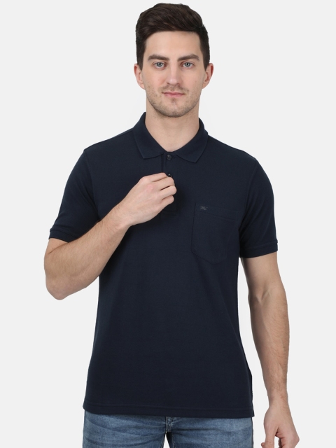 

Monte Carlo Men Navy Blue Solid Polo Collar T-shirt
