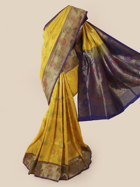

Pothys Yellow Woven Design Art Silk Saree