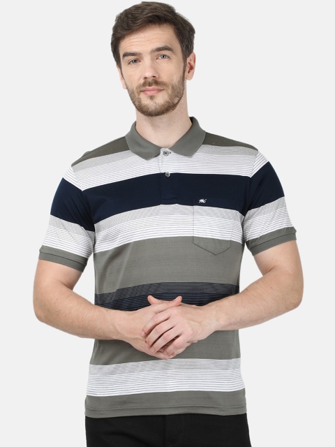 

Monte Carlo Men Grey Striped Polo Collar T-shirt