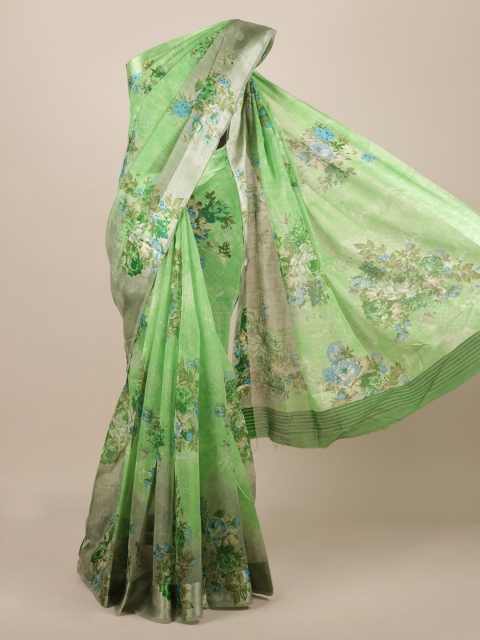 

Pothys Green Printed Jute Silk Saree