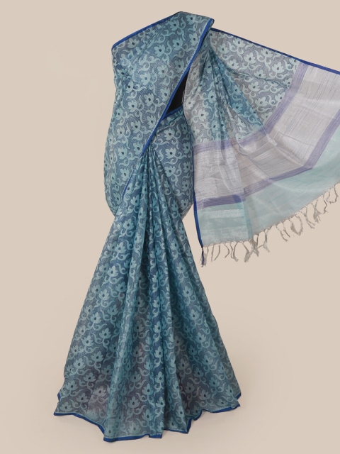 

Pothys Blue Checked Tissue Saree