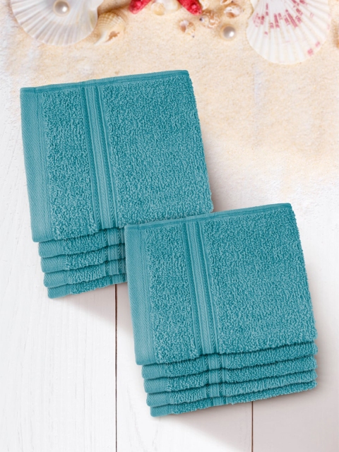 

Swiss Republic Set of 10 Teal Blue Solid 450 GSM Cotton Face Towels