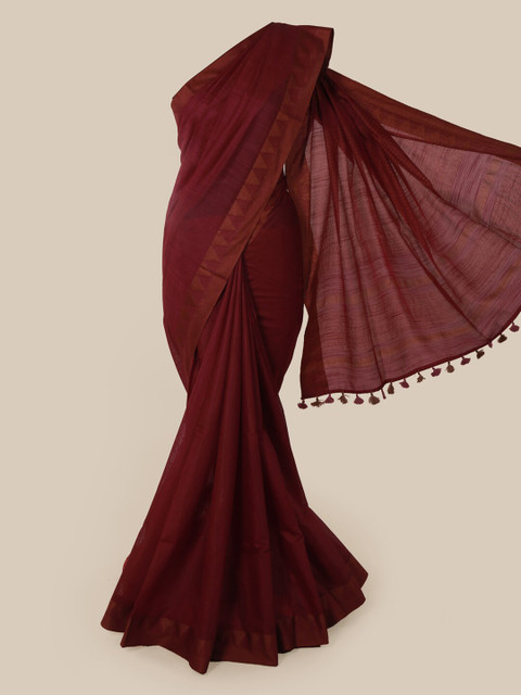 

Pothys Maroon Solid Linen Blend Saree