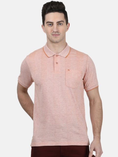 

Monte Carlo Men Orange Self Design Polo Collar T-shirt