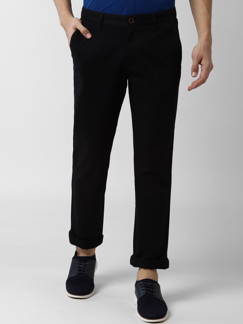 

Peter England Casuals Men Black Slim Fit Solid Regular Trousers