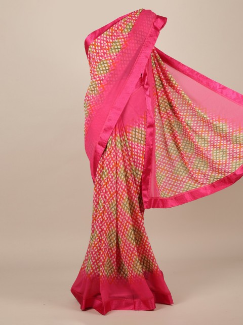 

Pothys Pink Printed Poly Chiffon Saree