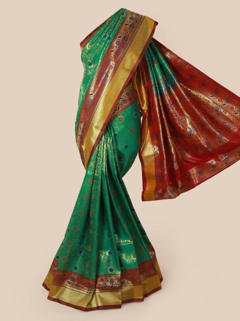 

Pothys Green & Gold-Toned Art Silk Woven Design Saree