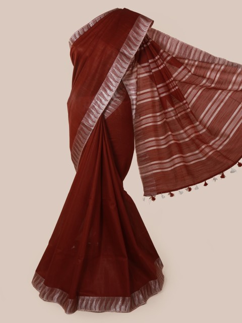 

Pothys Maroon Solid Linen Blend Saree