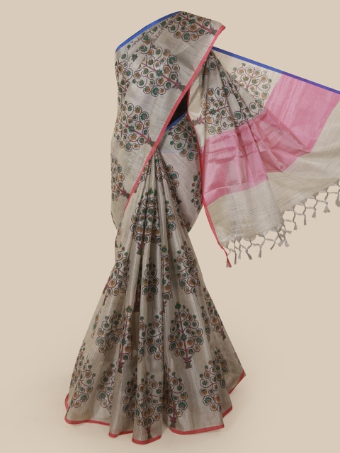 

Pothys Grey Printed Tissue Saree