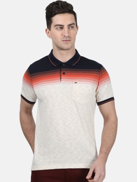 

Monte Carlo Men Navy Blue Striped Polo Collar T-shirt
