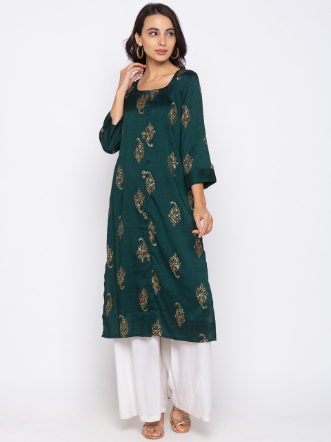 

TANKHI Women Green Ethnic Motifs Printed Kurta