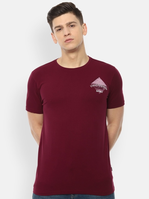

Louis Philippe Jeans Men Maroon Solid Round Neck T-shirt