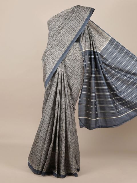 

Pothys Grey Checked Jute Silk Saree