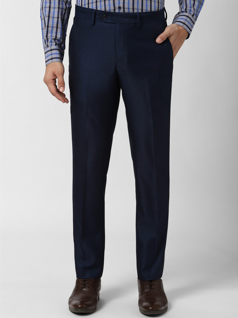 

Peter England Elite Men Navy Blue Slim Fit Solid Formal Trousers