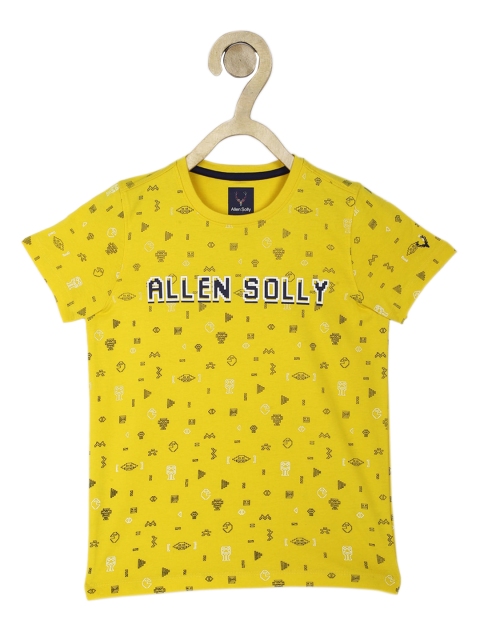 

Allen Solly Junior Boys Mustard Yellow Printed Round Neck T-shirt