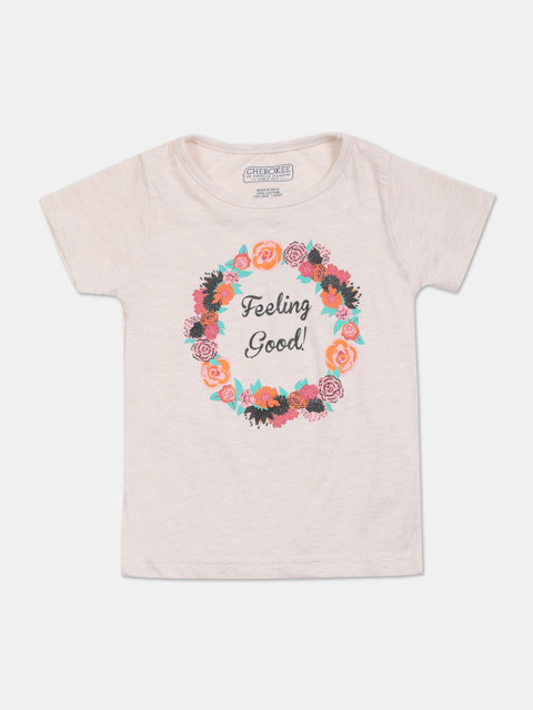 

Cherokee Girls Pink Printed Round Neck T-shirt